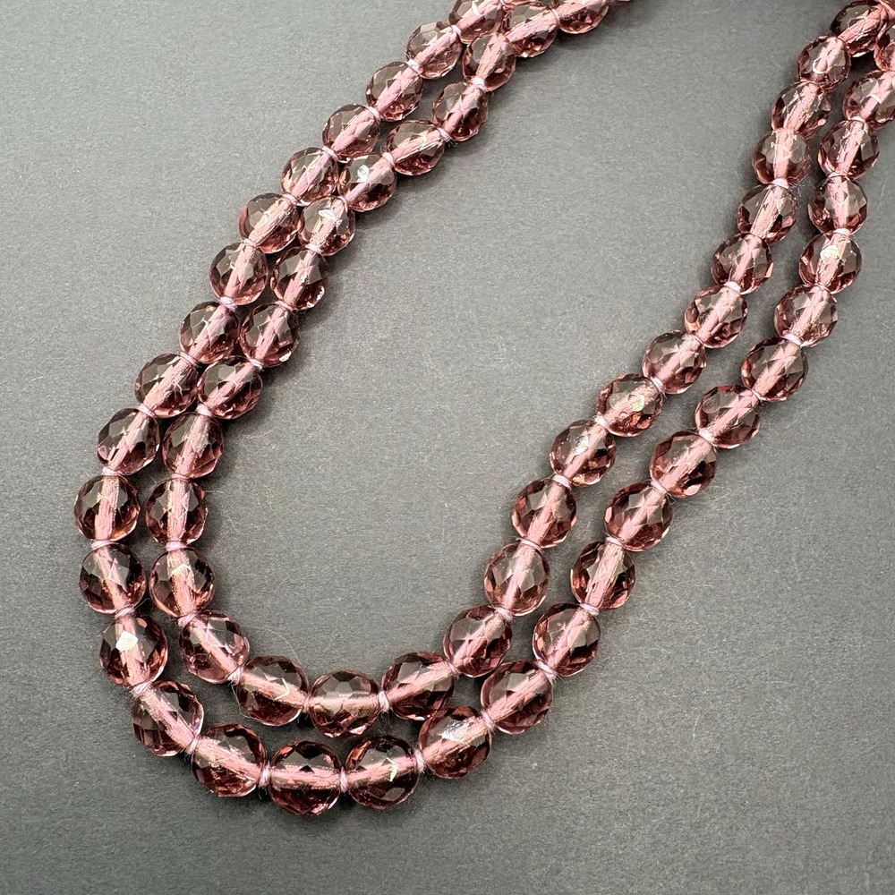 Vintage Joan Rivers Purple‎ Faceted Glass Double Stranded Necklace 33"